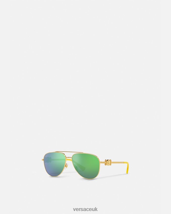 Children Versace Medusa Aviator Sunglasses 6D2D062059 Gold & Green Accessories