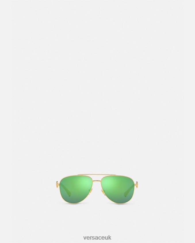Children Versace Medusa Aviator Sunglasses 6D2D062059 Gold & Green Accessories