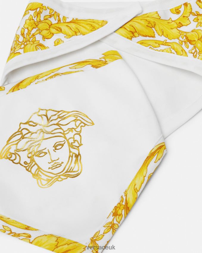 Children Versace Barocco Baby Bib 2-Pack 6D2D061845 White & Gold Accessories