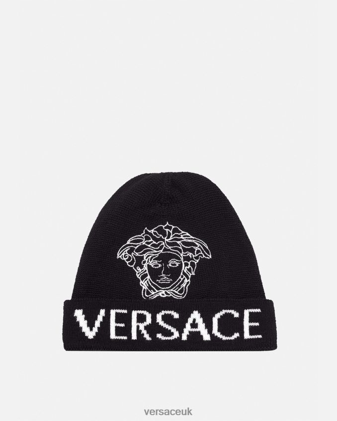 Children Versace Medusa Logo Beanie 6D2D062078 Black Accessories