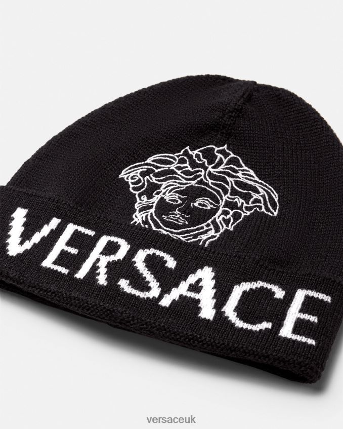 Children Versace Medusa Logo Beanie 6D2D062078 Black Accessories