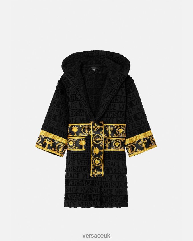 Children Versace Allover Bathrobe 6D2D062062 Black Clothing