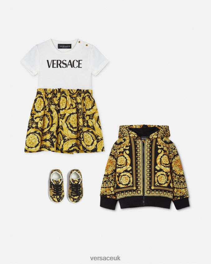 Children Versace Barocco Baby T-Shirt Dress 6D2D061858 White & Print Clothing