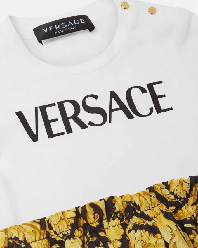 Children Versace Barocco Baby T-Shirt Dress 6D2D061858 White & Print Clothing