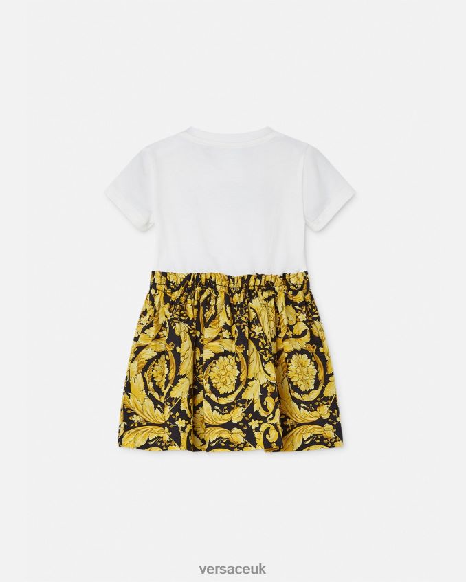 Children Versace Barocco Baby T-Shirt Dress 6D2D061858 White & Print Clothing