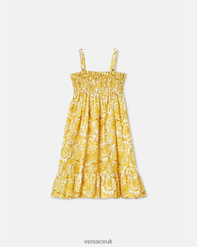 Children Versace Barocco Ruched Dress 6D2D061988 Print Clothing