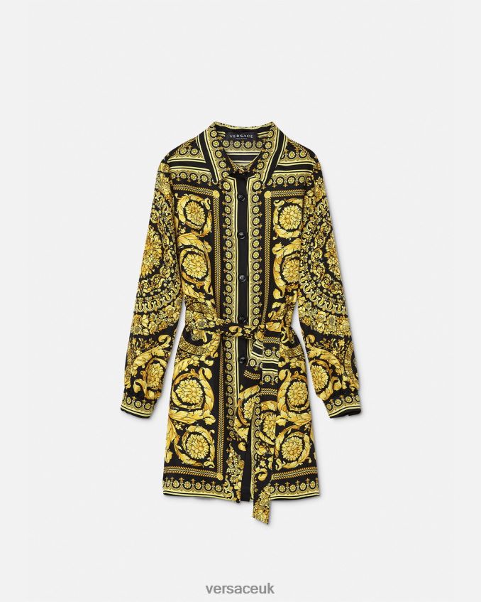 Children Versace Barocco Silk Dress 6D2D061955 Print Clothing