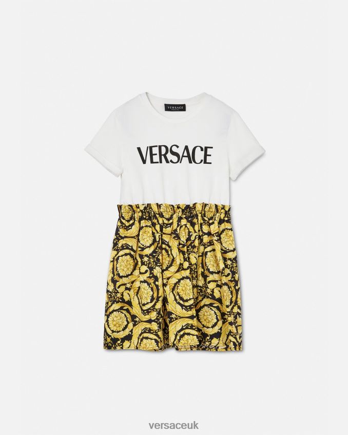 Children Versace Barocco T-Shirt Dress 6D2D061953 White & Print Clothing