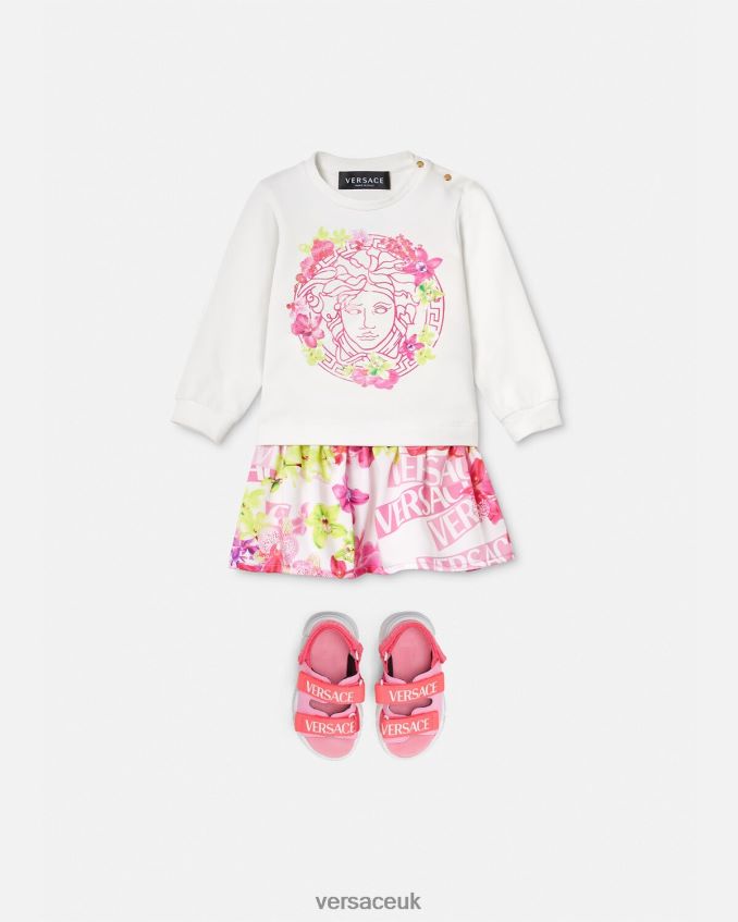 Children Versace Logo Orchid Baby Dress 6D2D061870 Pink & Print Clothing