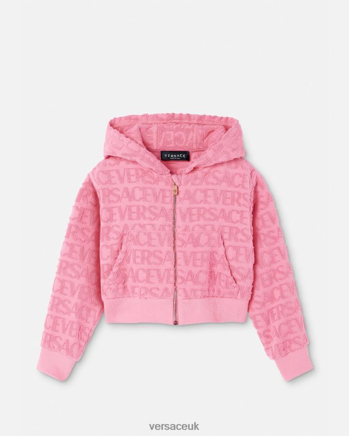 Children Versace Allover Towel Hoodie 6D2D061948 Pink Clothing