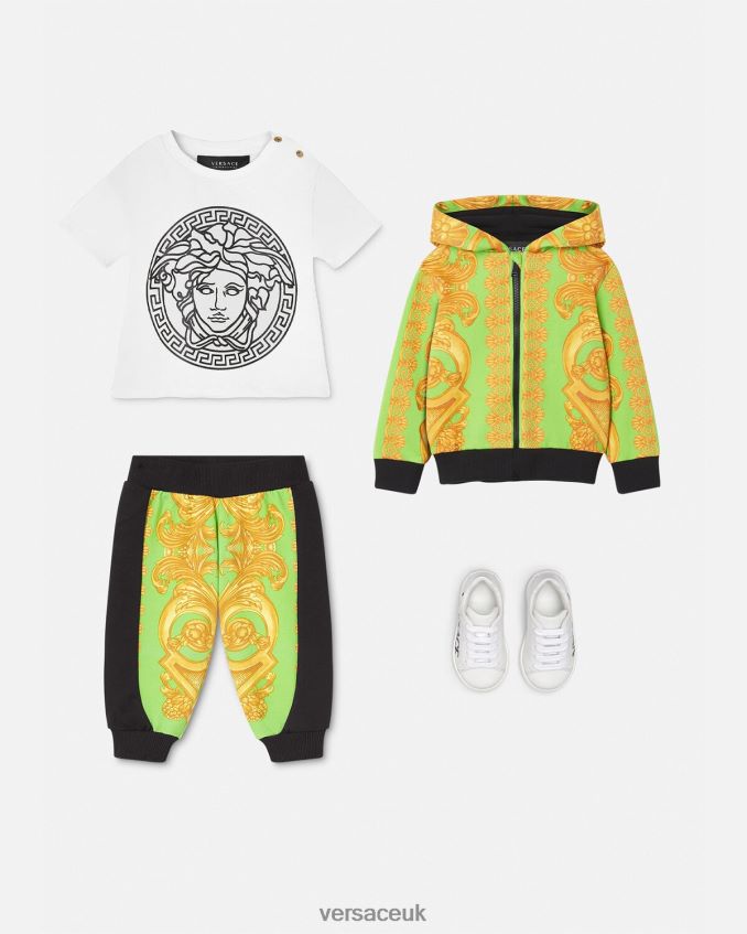 Children Versace Barocco 660 Baby Zip Hoodie 6D2D061892 Gold & Green Clothing