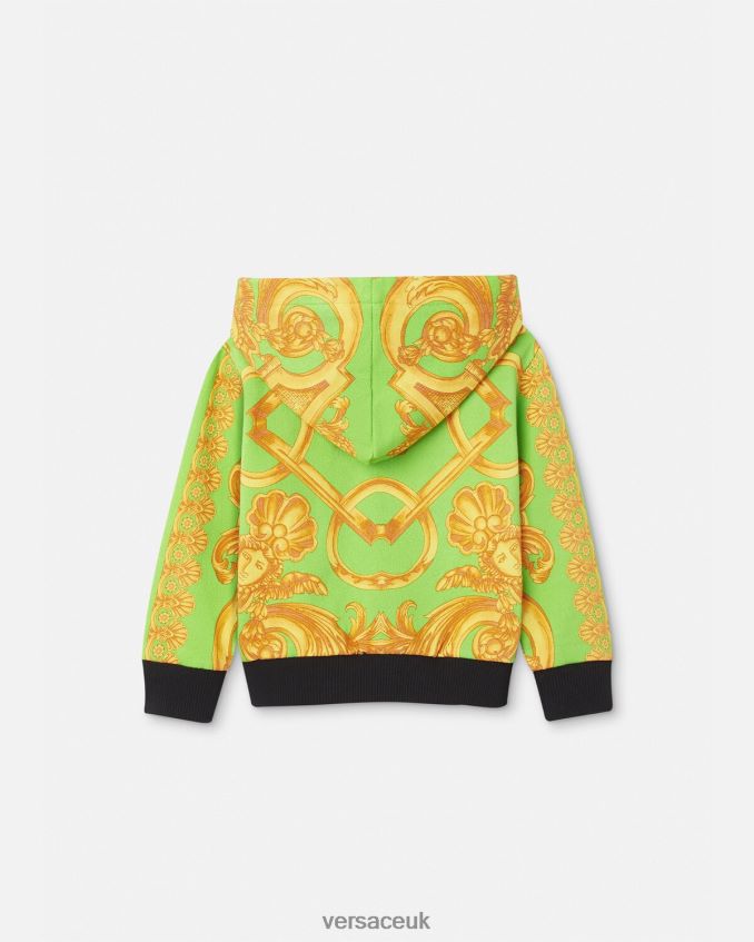 Children Versace Barocco 660 Baby Zip Hoodie 6D2D061892 Gold & Green Clothing