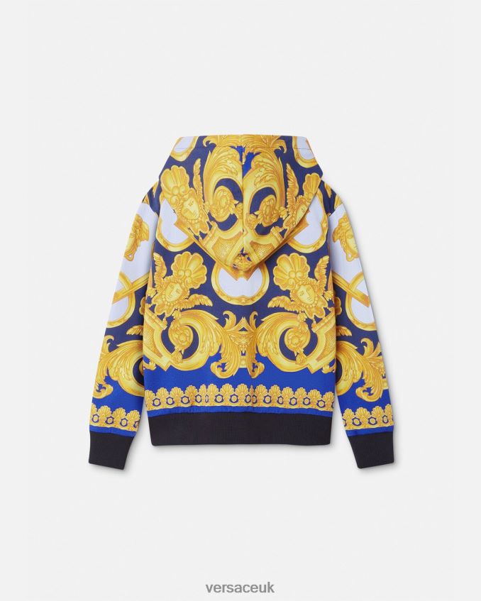 Children Versace Barocco 660 Zip Hoodie 6D2D062108 Blue & Gold Clothing