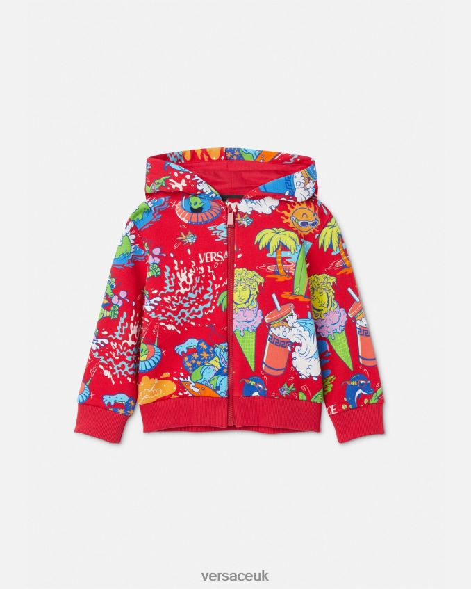 Children Versace Medusa Sunnies Baby Zip Hoodie 6D2D061927 Red Clothing