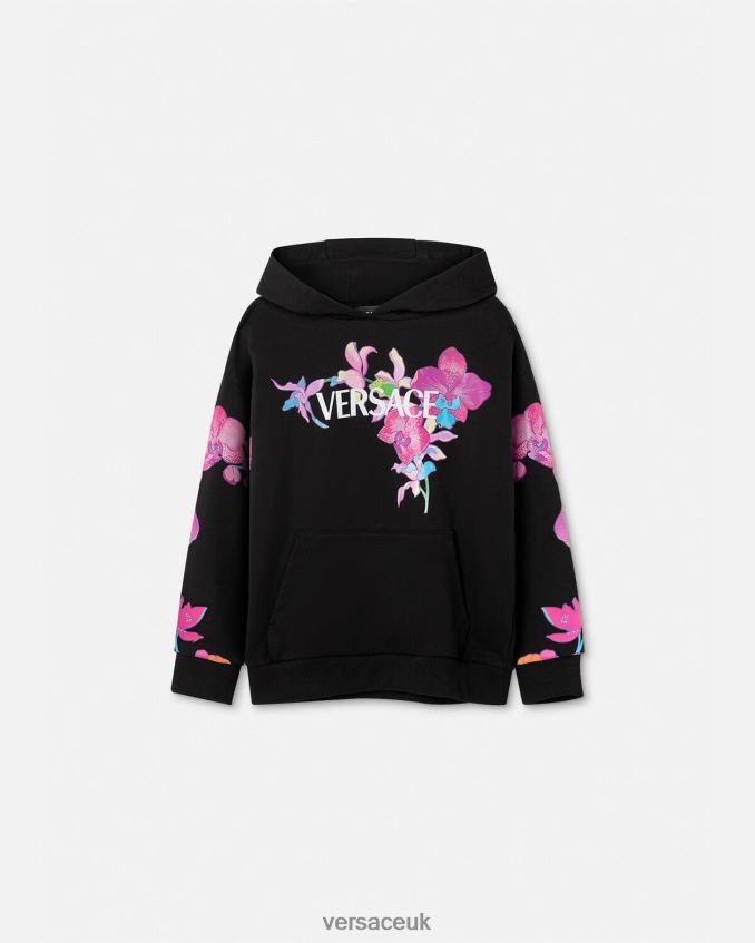 Children Versace Orchid Barocco Hoodie 6D2D061972 Black & Print Clothing