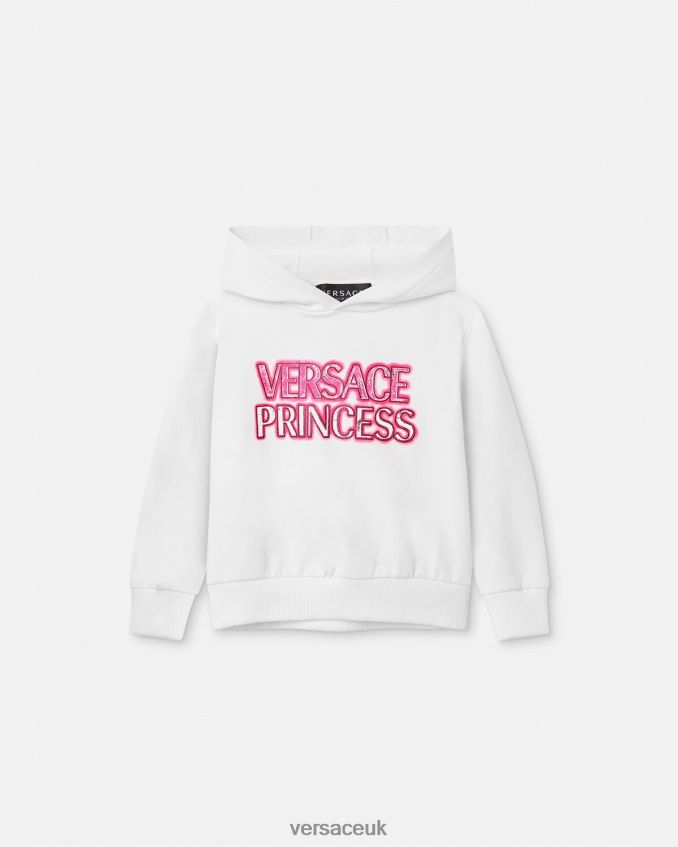 Children Versace "Princess" Logo Baby Hoodie 6D2D061868 White Clothing