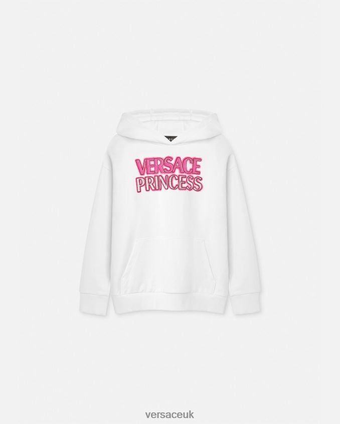 Children Versace "Princess" Logo Hoodie 6D2D061973 White Clothing