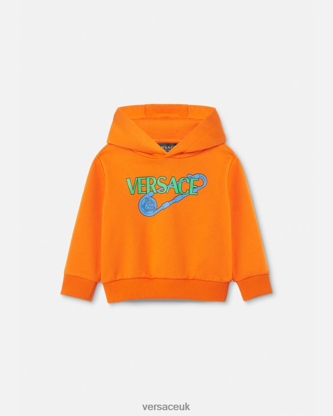 Children Versace Safety Pin Baby Hoodie 6D2D061918 Orange Clothing