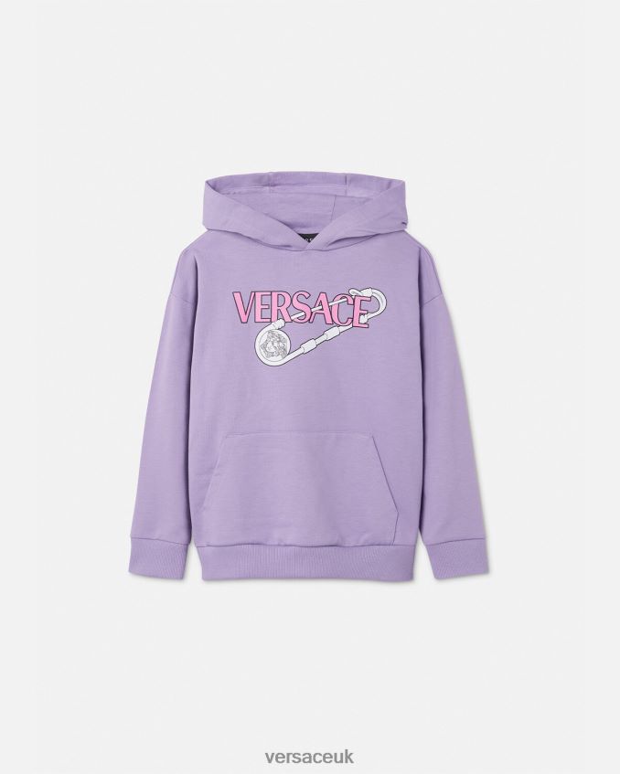 Children Versace Safety Pin Hoodie 6D2D062009 Lilac Clothing
