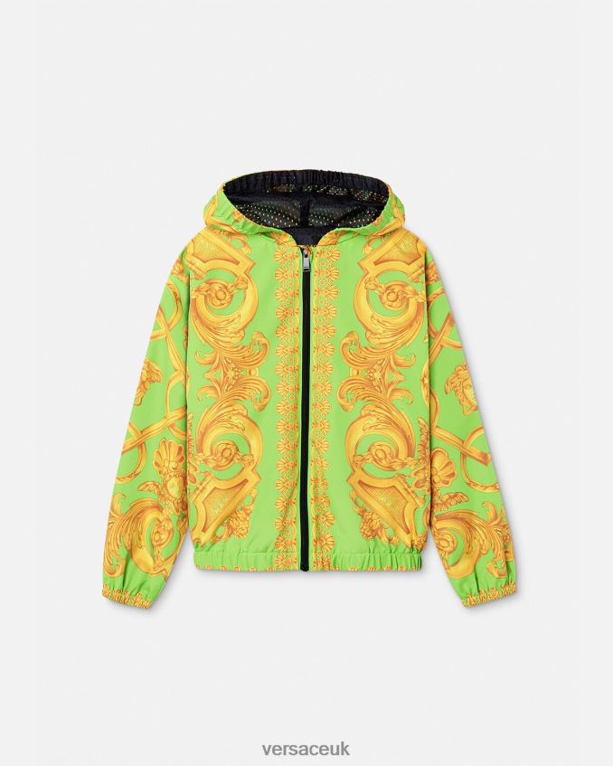 Children Versace Barocco 660 Windbreaker Jacket 6D2D062109 Gold & Green Clothing