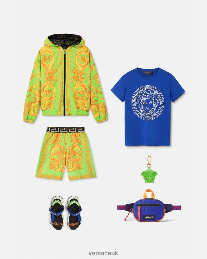 Children Versace Barocco 660 Windbreaker Jacket 6D2D062109 Gold & Green Clothing