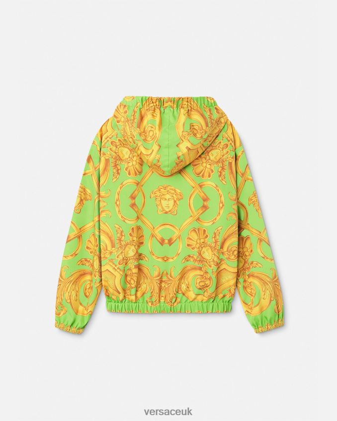 Children Versace Barocco 660 Windbreaker Jacket 6D2D062109 Gold & Green Clothing