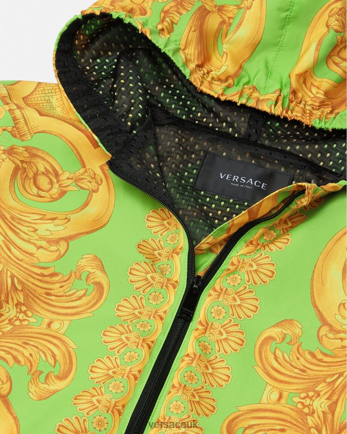Children Versace Barocco 660 Windbreaker Jacket 6D2D062109 Gold & Green Clothing