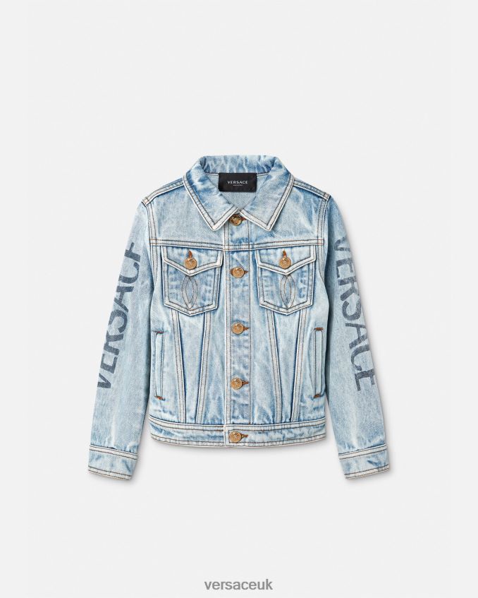 Children Versace Logo Denim Jacket 6D2D062131 Blue Clothing