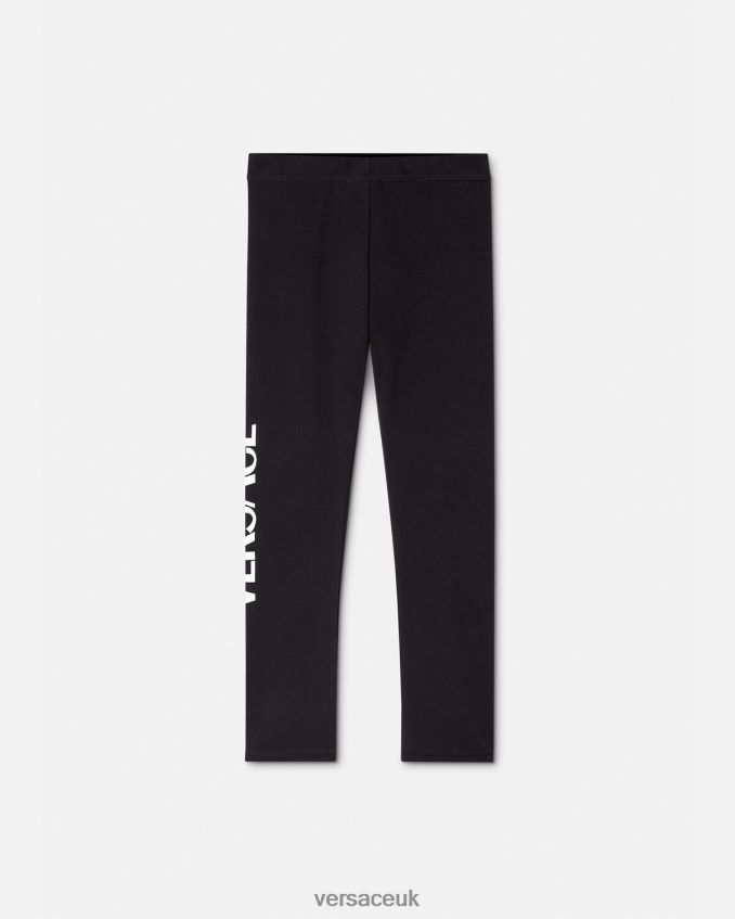 Children Versace Logo Leggings 6D2D062015 Black Clothing
