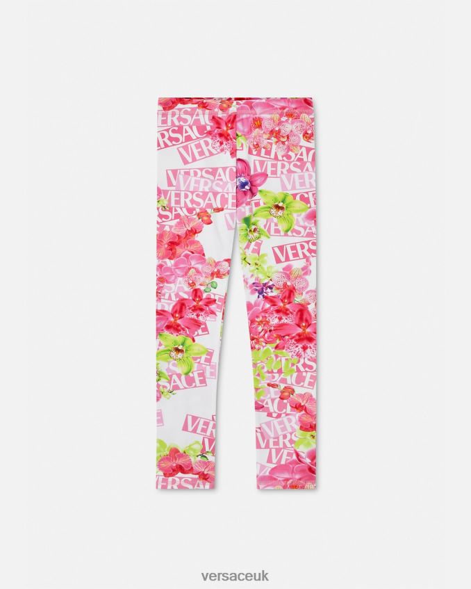 Children Versace Logo Orchid Leggings 6D2D061974 White & Print Clothing