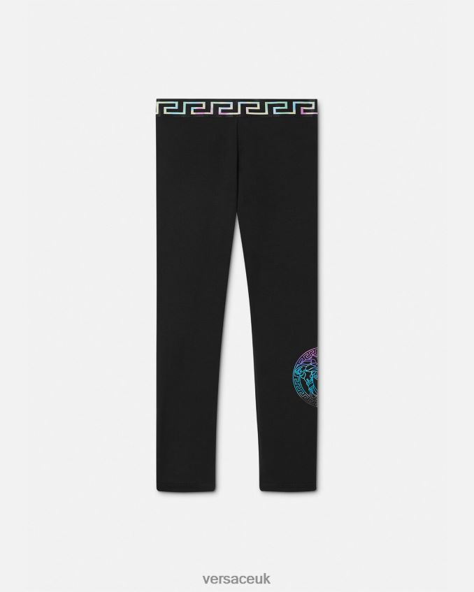 Children Versace Medusa Greca Leggings 6D2D061945 Black & Print Clothing