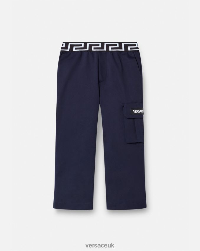 Children Versace Greca Pants 6D2D062101 Blue Clothing