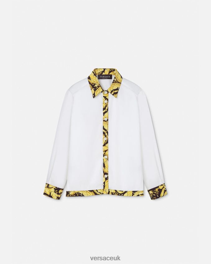 Children Versace Barocco Shirt 6D2D062111 White & Print Clothing