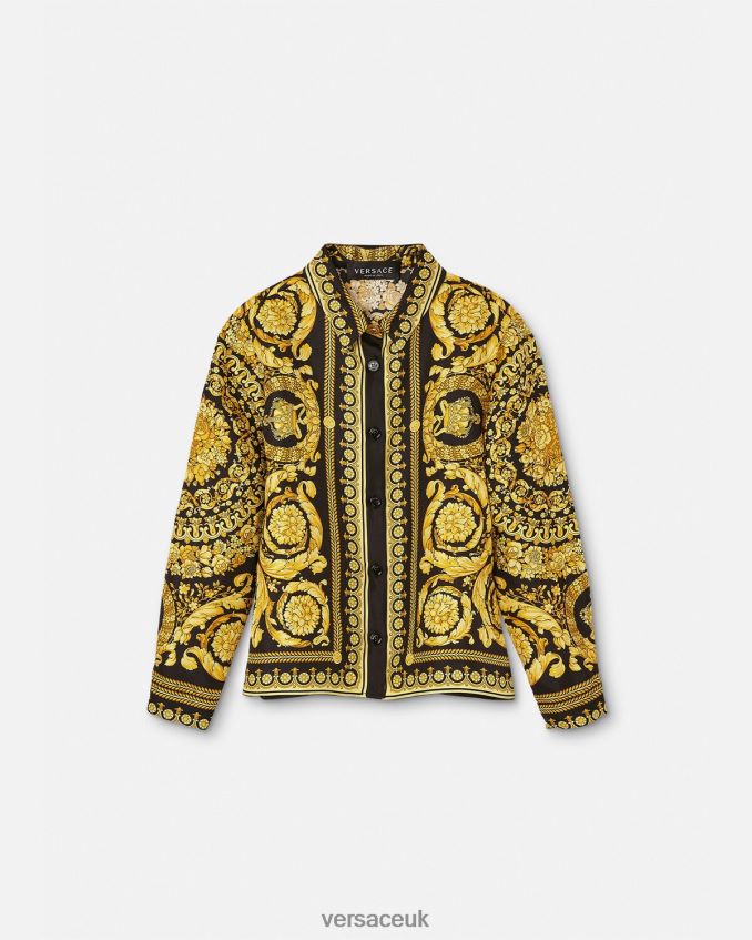 Children Versace Barocco Silk Shirt 6D2D061954 Print Clothing