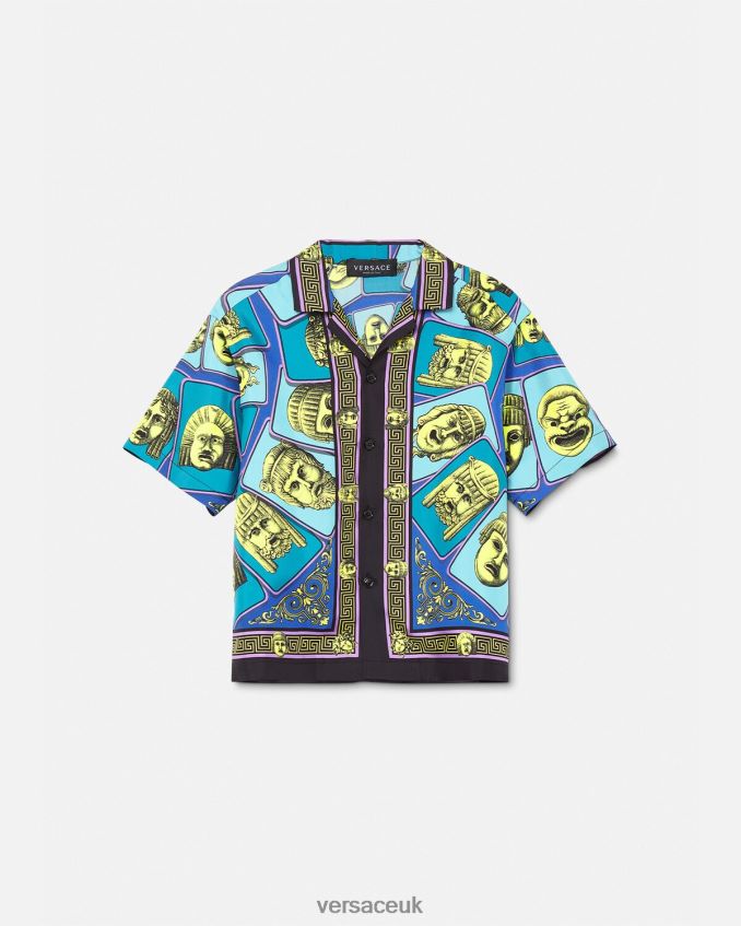 Children Versace Le Maschere Silk Shirt 6D2D062123 Print Clothing