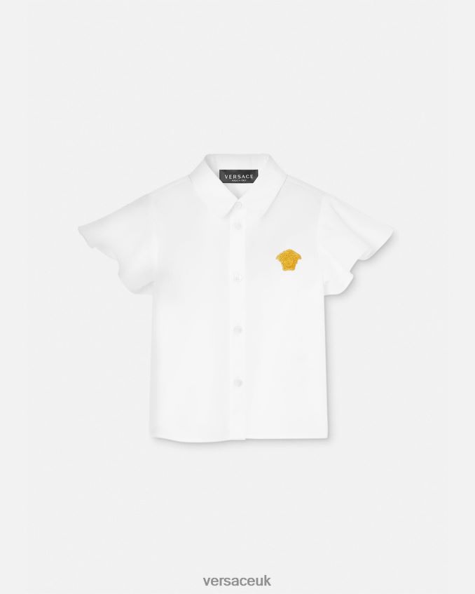 Children Versace Medusa Baby Shirt 6D2D061854 White & Gold Clothing