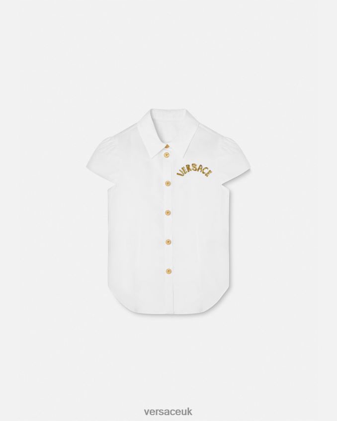 Children Versace Medusa Short-Sleeved Shirt 6D2D061936 White & Gold Clothing
