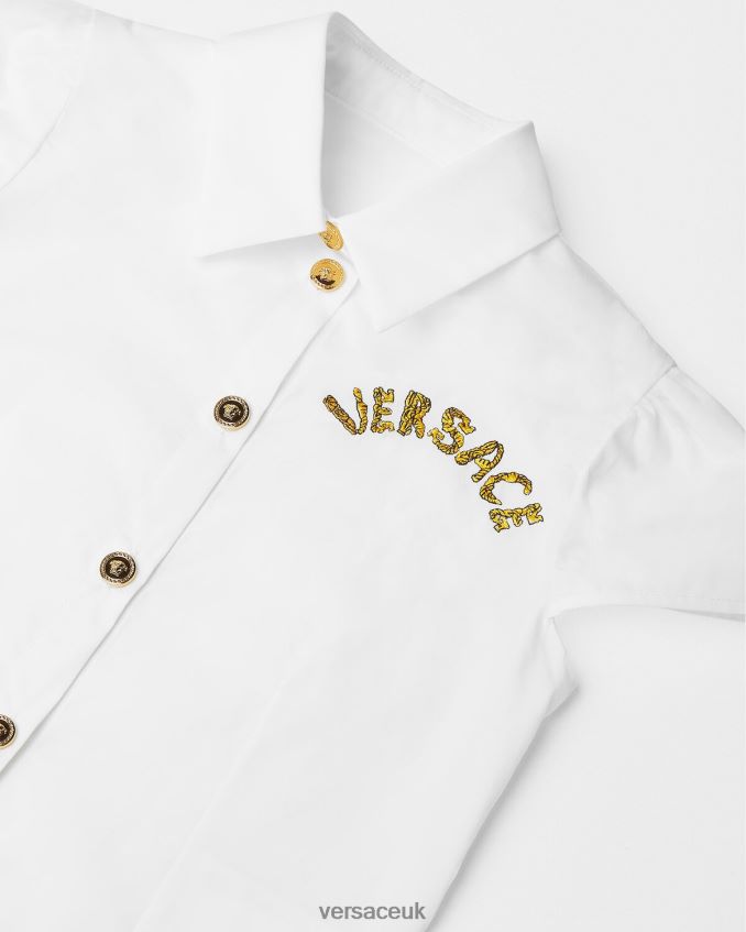 Children Versace Medusa Short-Sleeved Shirt 6D2D061936 White & Gold Clothing