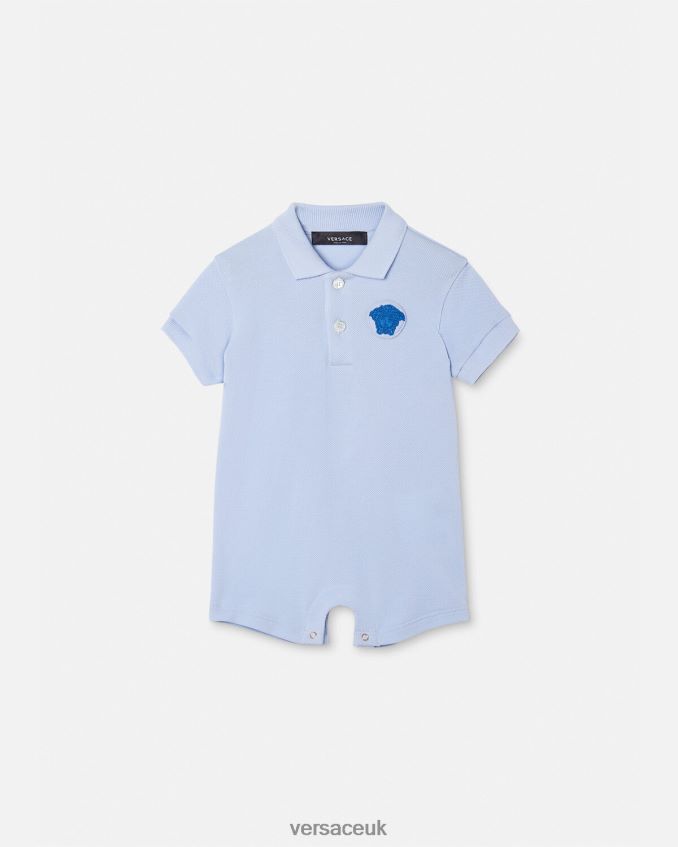 Children Versace Medusa Baby Romper 6D2D061833 Light Blue Clothing