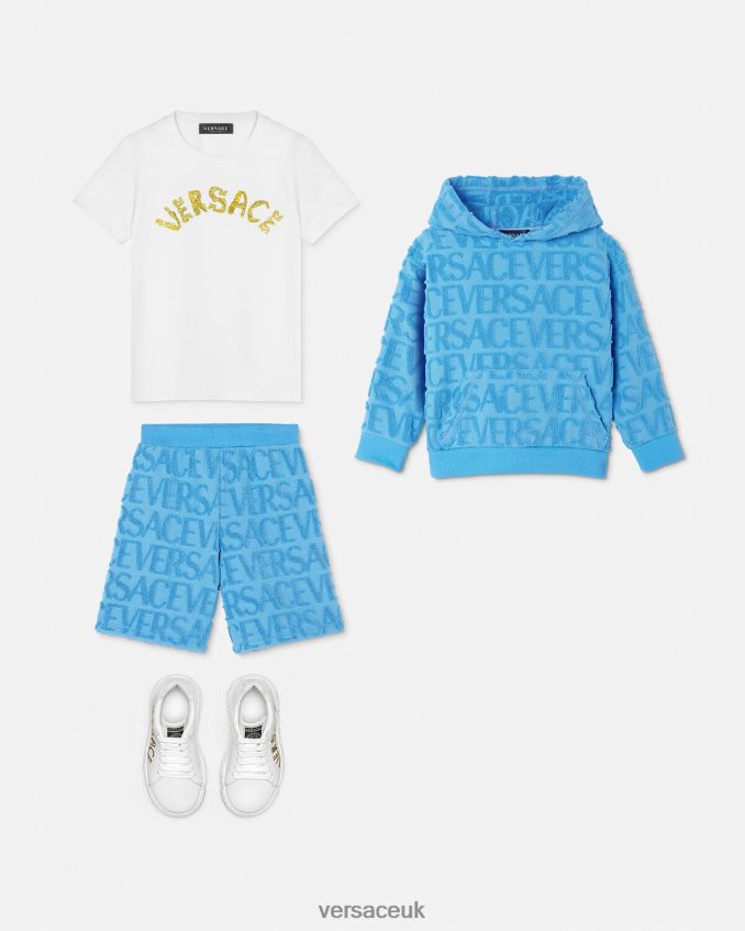 Children Versace Allover Towel Shorts 6D2D062087 Light Blue Clothing