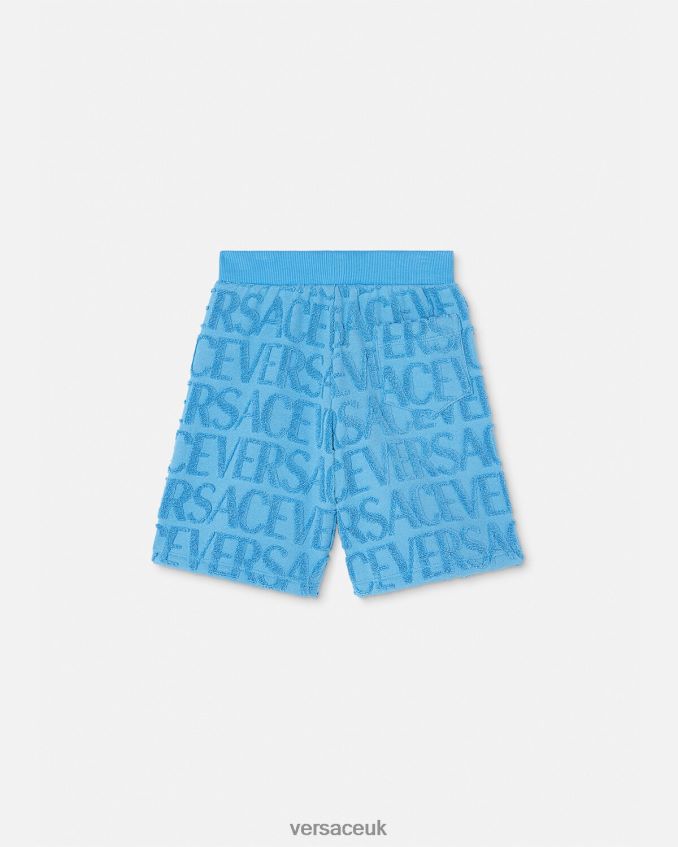 Children Versace Allover Towel Shorts 6D2D062087 Light Blue Clothing