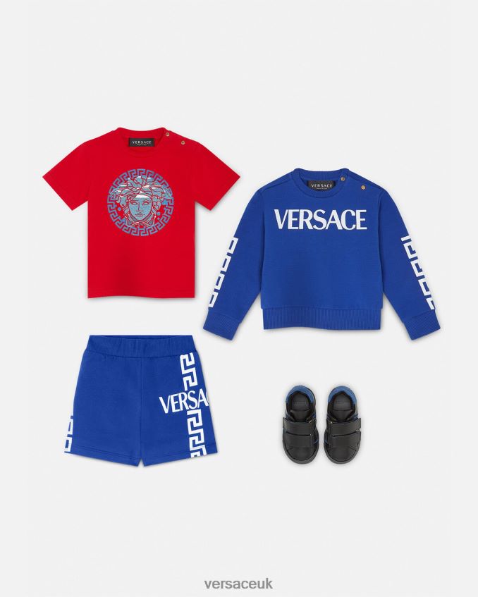 Children Versace Greca Logo Baby Shorts 6D2D061889 Blue Clothing