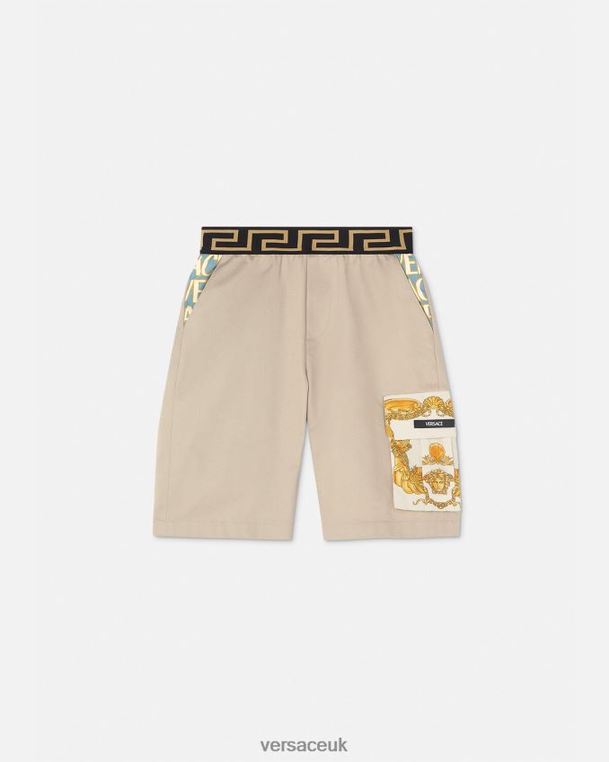 Children Versace Greca Seashell Baroque Shorts 6D2D062086 Beige Clothing