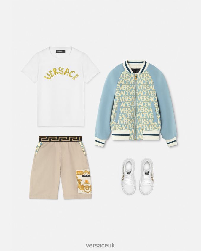 Children Versace Greca Seashell Baroque Shorts 6D2D062086 Beige Clothing