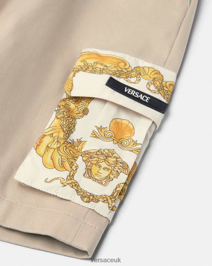 Children Versace Greca Seashell Baroque Shorts 6D2D062086 Beige Clothing