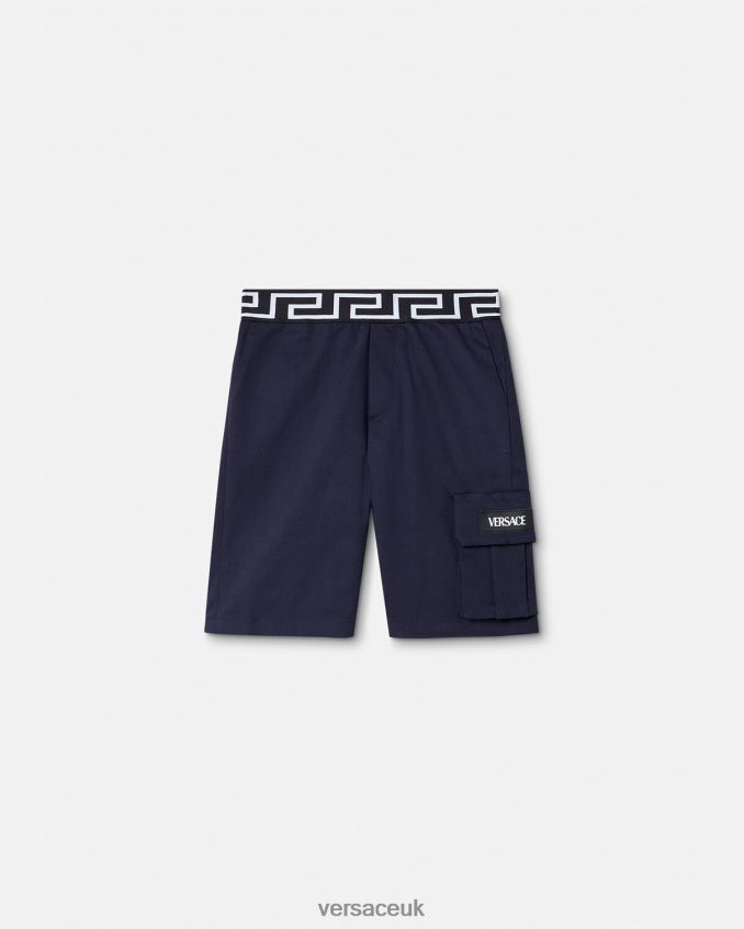 Children Versace Greca Shorts 6D2D062100 Blue Clothing
