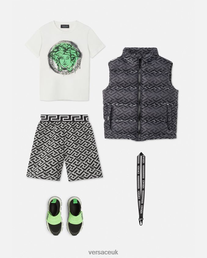 Children Versace La Greca Sweat Shorts 6D2D062116 Gray & Print Clothing