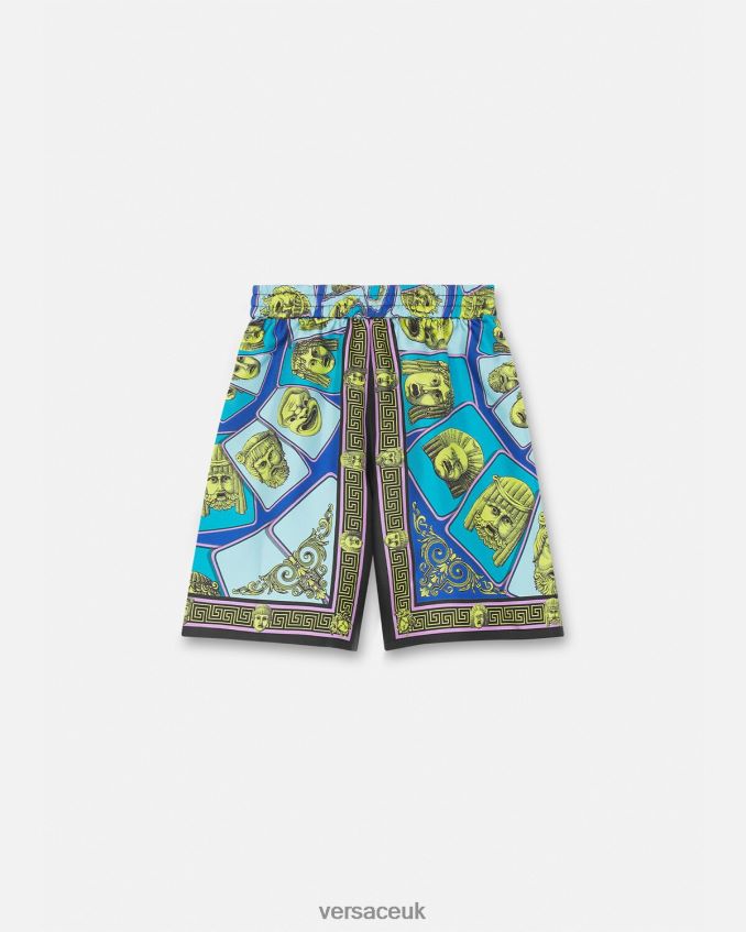 Children Versace Le Maschere Silk Shorts 6D2D062122 Print Clothing
