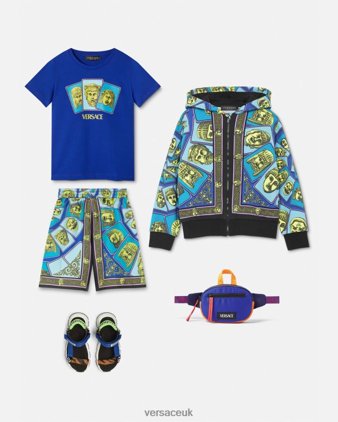 Children Versace Le Maschere Silk Shorts 6D2D062122 Print Clothing