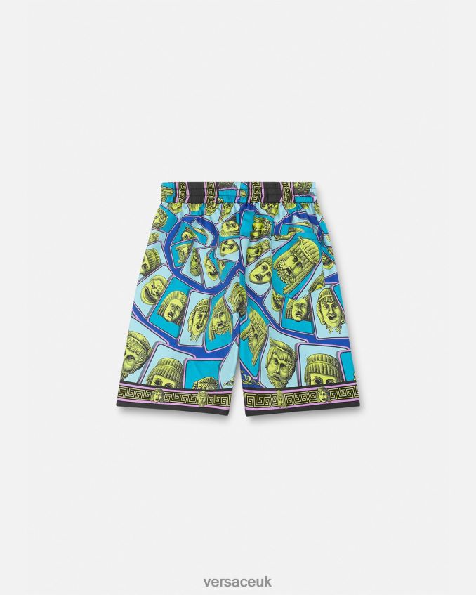 Children Versace Le Maschere Silk Shorts 6D2D062122 Print Clothing